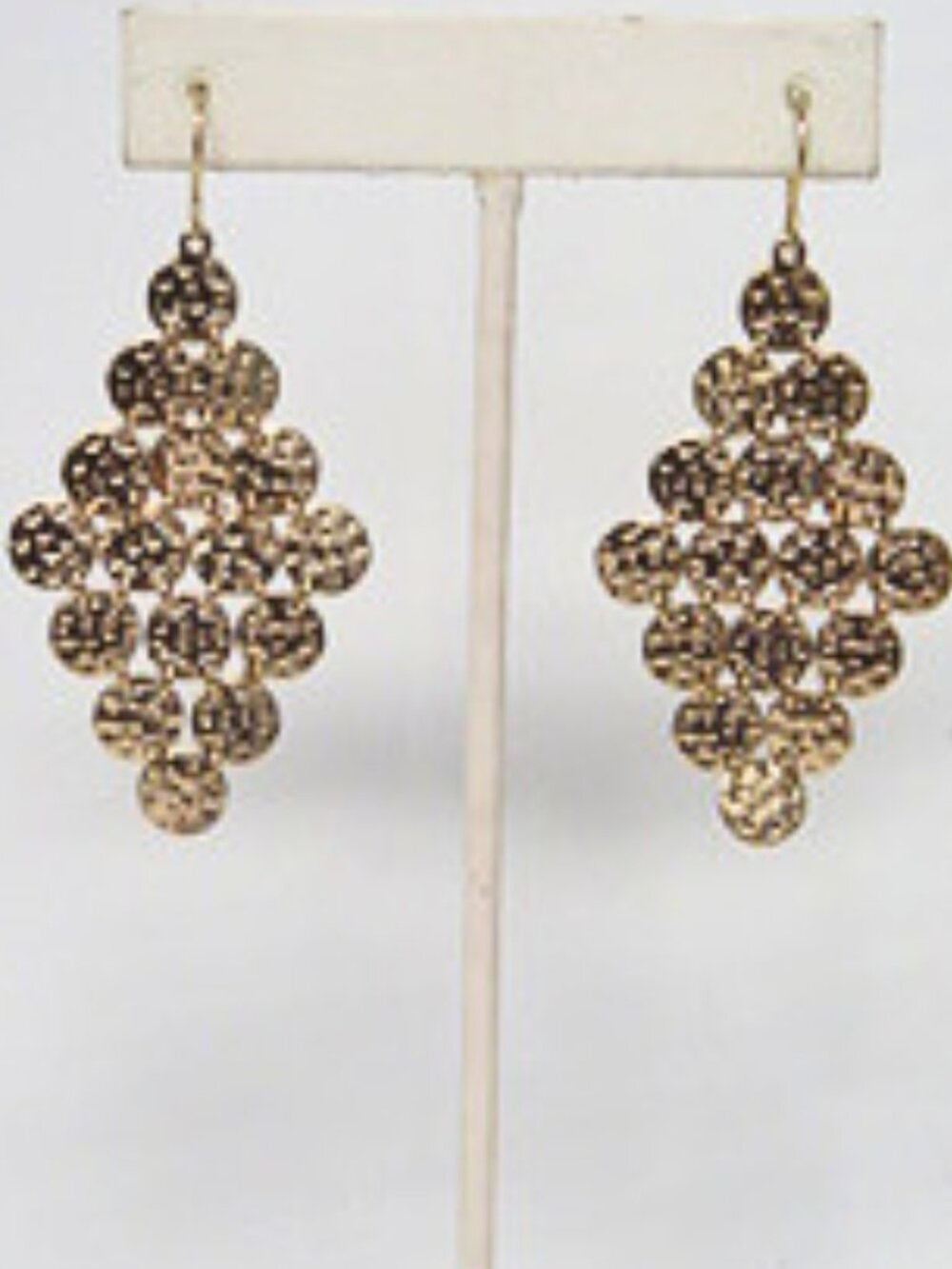 Gold Hammered Disc Chandelier Earrings
